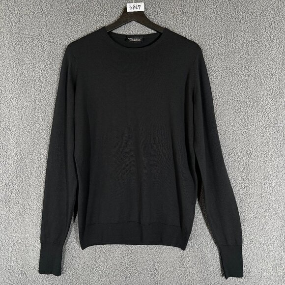 John Smedley 100% Pure New Wool Crewneck Sweatshirt - Men's Size M - Black - Picture 1 of 7